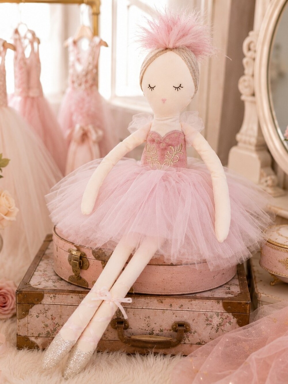 Mon Ami Designs Pink Ballerina Plush Doll 24" Soft Heirloom Nursery Decor Ballet